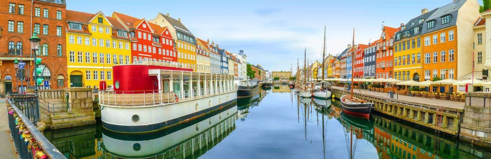 Waterfront cafés along a Copenhagen canal